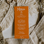 Retro Hand Written Drawn Orange Quirky Fun Wedding Menükarte