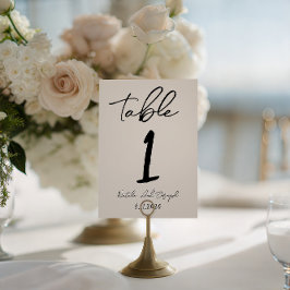 Retro Hand Written Whimsical Wedding Table Number Einladung