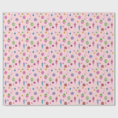 Retro handbemalt Weihnachtsschmuck Pastel Pink Geschenkpapier (Flach)