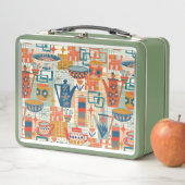 Retro-Handbemaltes Keramikdesign Metall Brotdose (Beispiel)