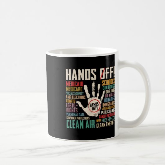 Retro-Hände weg Protest Sozialversicherung und Med Kaffeetasse (Rechts)