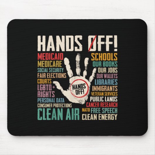 Retro-Hände weg Protest Sozialversicherung und Med Mousepad (Vorne)