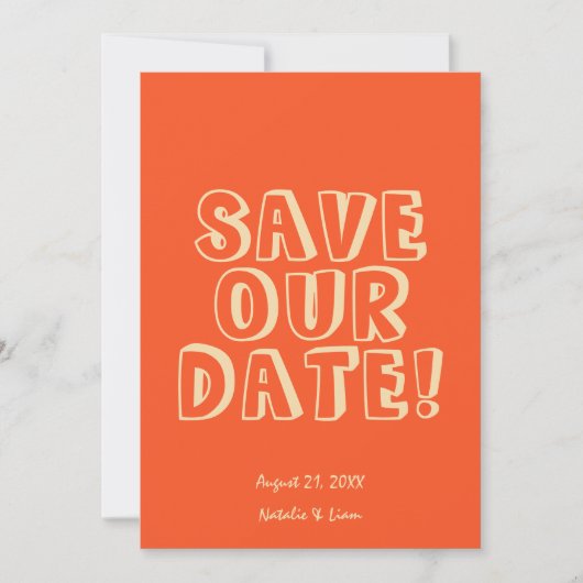 Retro handgeschriebene farbenfrohe fette, helle Ho Save The Date (Vorderseite)