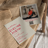 Retro handgeschriebene farbenfrohe Hochzeit mit mo Einladung