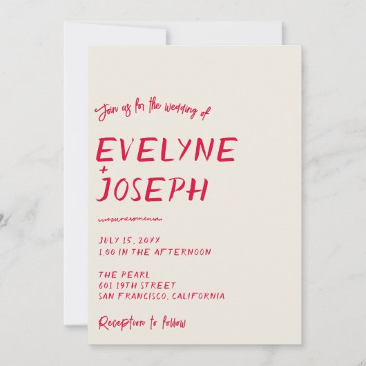 Retro handgeschriebene farbenfrohe moderne, einzig einladung (Vorderseite)