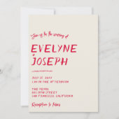 Retro handgeschriebene farbenfrohe moderne Funky W Einladung (Vorderseite)