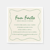 Retro handgeschriebene Fun Fakten Grüne Hochzeit Serviette (Vorderseite)