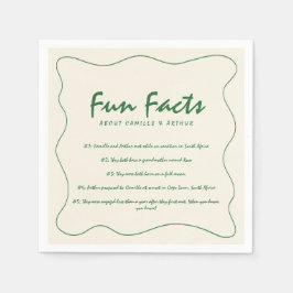 Retro handgeschriebene Fun Fakten Grüne Hochzeit Serviette