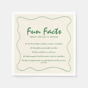 Retro handgeschriebene Fun Fakten Grüne Hochzeit Serviette