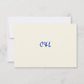 Retro Handgeschriebene Whimsical Blue Wedding RSVP Karte (Rückseite)