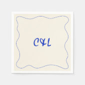 Retro Handgeschriebene Whimsical Blue Wedding Serviette (Vorderseite)