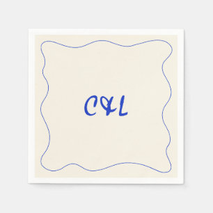 Retro Handgeschriebene Whimsical Blue Wedding Serviette