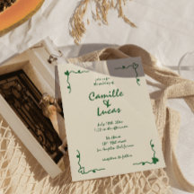 Retro Handgeschriebene Whimsical Green Wedding