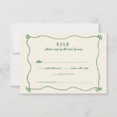 Retro Handgeschriebene Whimsical Green Wedding RSVP Karte (Vorderseite)