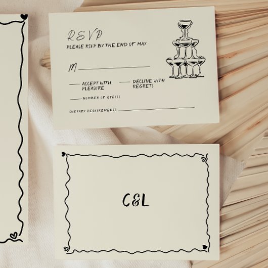 Retro handgeschriebene Whimsical Hand geschriebene RSVP Karte