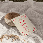 Retro Handgeschriebene Whimsical Red Wedding Einladung