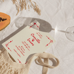 Retro Handgeschriebene Whimsical Red Wedding Einladung