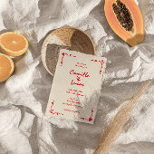 Retro Handgeschriebene Whimsical Red Wedding Einladung