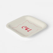 Retro Handgeschriebene Whimsical Red Wedding Pappteller (Gewinkelt)