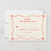 Retro Handgeschriebene Whimsical Red Wedding RSVP Karte (Vorderseite)