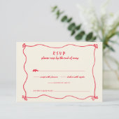 Retro Handgeschriebene Whimsical Red Wedding RSVP Karte (Stehend Vorderseite)