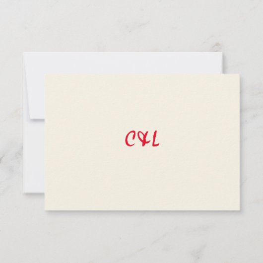 Retro Handgeschriebene Whimsical Red Wedding RSVP Karte (Rückseite)