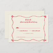 Retro Handgeschriebene Whimsical Red Wedding RSVP Karte (Vorne/Hinten)