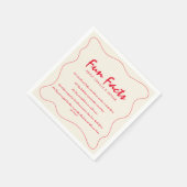 Retro Handgeschriebene Whimsical Red Wedding Serviette (Ecke)