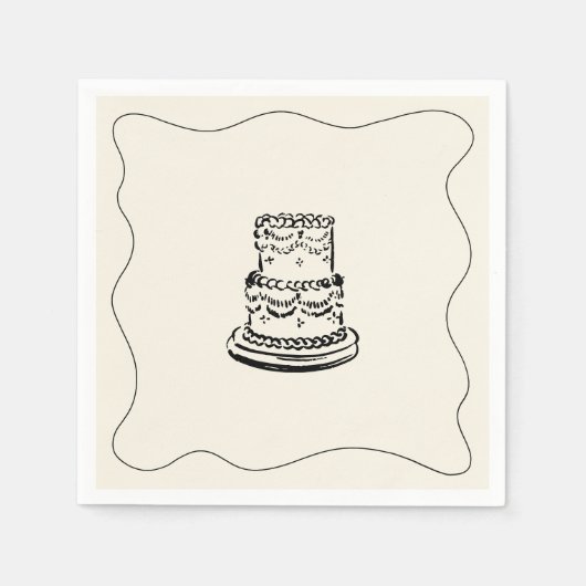 Retro Handgeschriebene Whimsical Wedding Serviette (Vorderseite)