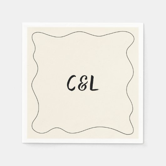 Retro Handgeschriebene Whimsical Wedding Serviette (Vorderseite)