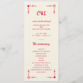 Retro Handgeschriebenes Programm "Whimsical Red Fl (Vorderseite)