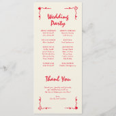 Retro Handgeschriebenes Programm "Whimsical Red Fl (Rückseite)