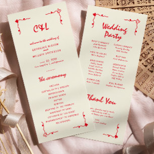 Retro Handgeschriebenes Programm "Whimsical Red Fl