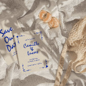 Retro Handgeschriebenes whimsical Blue Speichern S Einladung