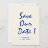 Retro Handgeschriebenes whimsical Blue Speichern S Einladung (Rückseite)