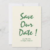 Retro Handgeschriebenes whimsical Green Speichern  Einladung (Rückseite)