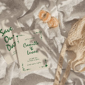 Retro Handgeschriebenes whimsical Green Speichern  Einladung