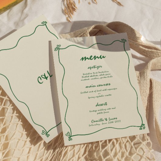 Retro Handgeschriebenes whimsical Green Wedding Me Einladung