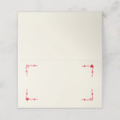 Retro Handgeschriebenes Whimsical Platzkarte (Außenseite Aufgefaltet)