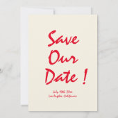 Retro Handgeschriebenes whimsical Red Speichern Si Einladung (Rückseite)