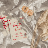 Retro Handgeschriebenes whimsical Red Speichern Si Einladung