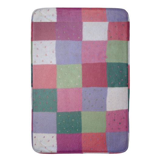 Retro handgestrickte bunte Patchwork-Quadrate Badematte (Vorderseite Vertikal)