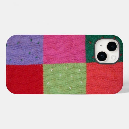 Retro handgestrickte bunte Patchwork-Quadrate Case-Mate iPhone Hülle (Rückseite (Horizontal))
