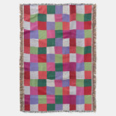 Retro handgestrickte bunte Patchwork-Quadrate Decke (Vorderseite Vertikal)