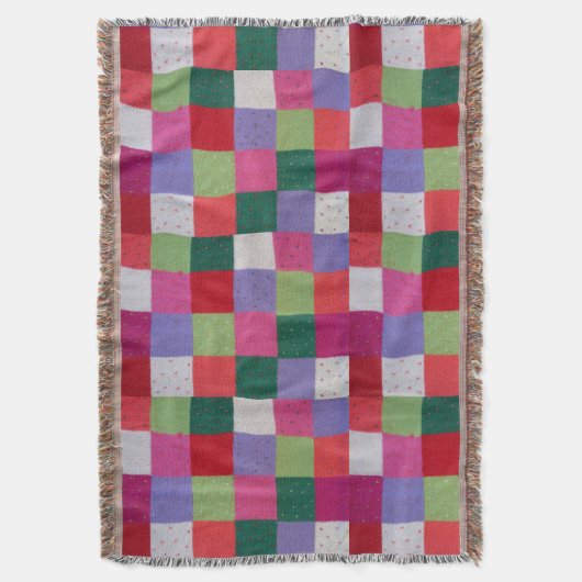 Retro handgestrickte bunte Patchwork-Quadrate Decke (Vorderseite Vertikal)