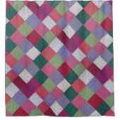 Retro handgestrickte bunte Patchwork-Quadrate Duschvorhang (Vorderseite)