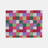 Retro handgestrickte bunte Patchwork-Quadrate Fleecedecke (Vorderseite (Horizontal))
