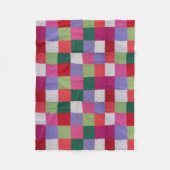 Retro handgestrickte bunte Patchwork-Quadrate Fleecedecke (Vorderseite)