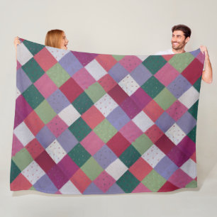 Retro handgestrickte bunte Patchwork-Quadrate Fleecedecke