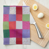 Retro handgestrickte bunte Patchwork-Quadrate  Geschirrtuch (Viertel Falte)
